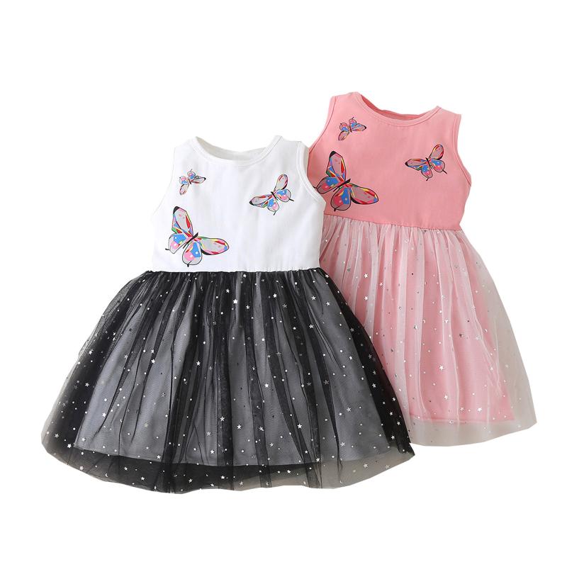 

Toddler Baby Kids Girls Sleeveless Butterfly Print TuTu Dress Princess Dress, Pink