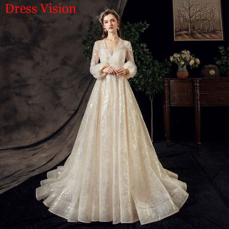 

2021 V-neck Wedding Marie Vestido Noiva Party Gowns A-line Robe De Mariage Sweep Train 0ty7, Same as image
