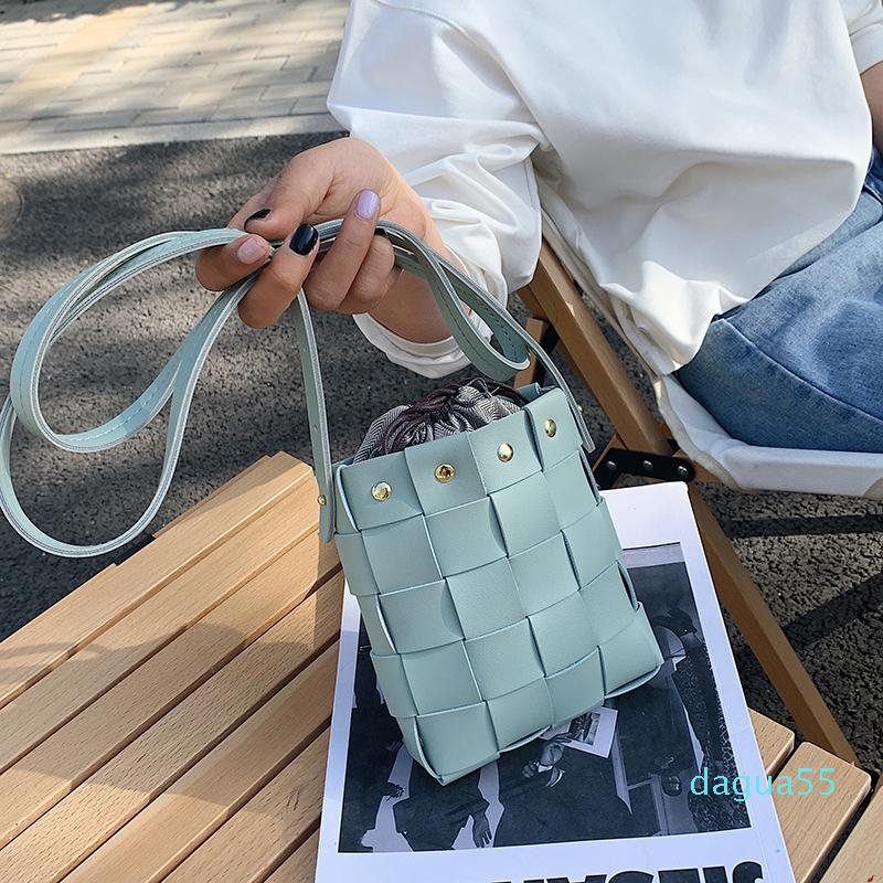 

Shoulder Bags Simple Weave Crossbody Bag 2021 High Quality PU Leather Designer Lady Handbag Travel, Blue