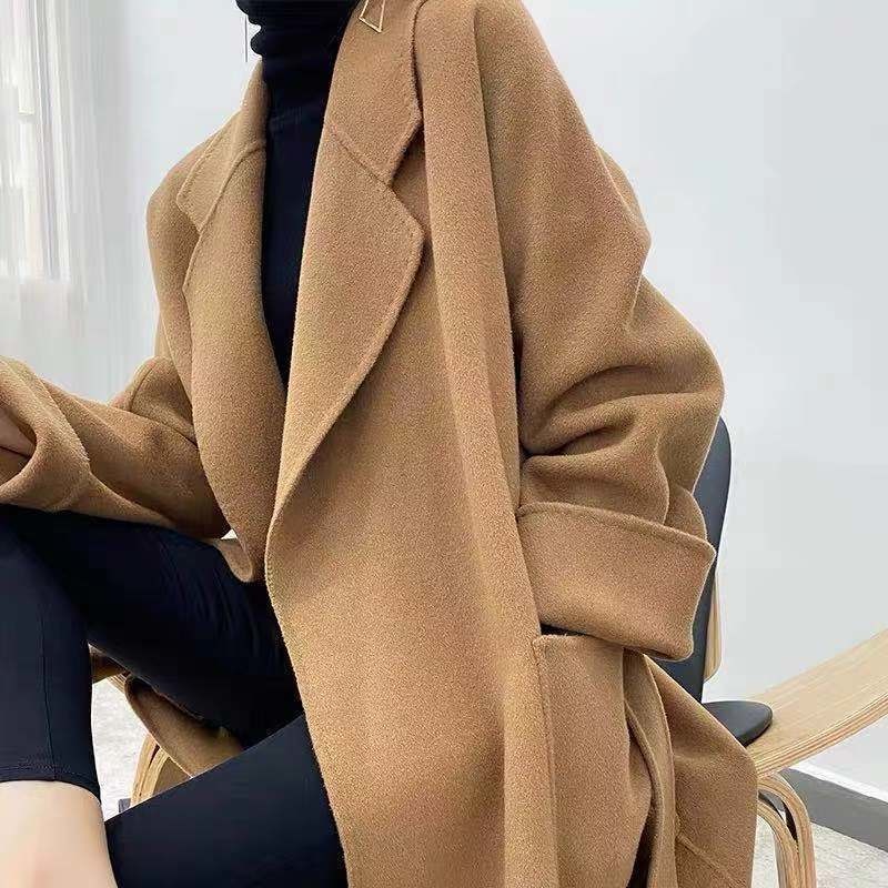 

Autumn Female Wool Coats Overcoat Oversized Capes Coat Winter Cloak Parka Women Jacket Elegant Tweed Outerwear Jackets Wool Blend, Black