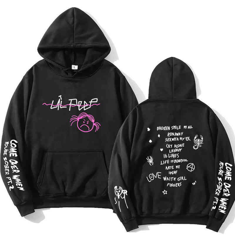 

Lil peep men's and women's hoodi, hip hop sweaters, fashion street cloth, Black
