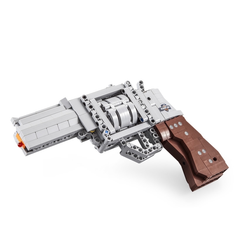 

double eagle children's building block toy c81011 revolver eating chicken splicing gun can launch educational toys