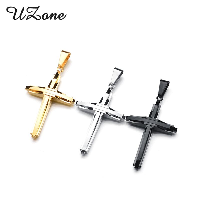 

Pendant Necklaces UZone Punk Rock Crucifix Cross Necklace Stainless Steel Men Amulet Maxi