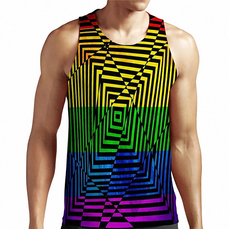 Men's Unisex Tank Top Undershirt Shirt 3D Print Graphic Prints Geometry Plus Size Round Neck Casual Daily Print Sleeveless Tops Basic Design