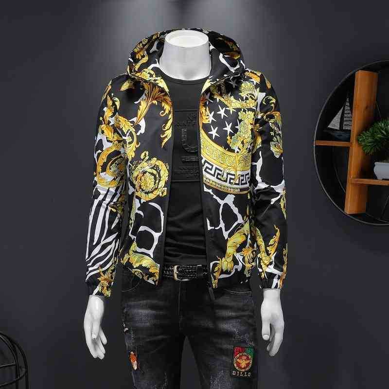 

Trendy clothing spring and autumn new men's fit Hooded Jacket youth fashion social style coat, Black;brown
