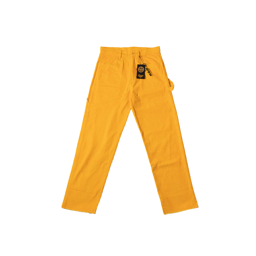 

Mens Designer Pants DREW Houese Yellow Corduroy Smiley Face High Street Casual Streetwear, Black