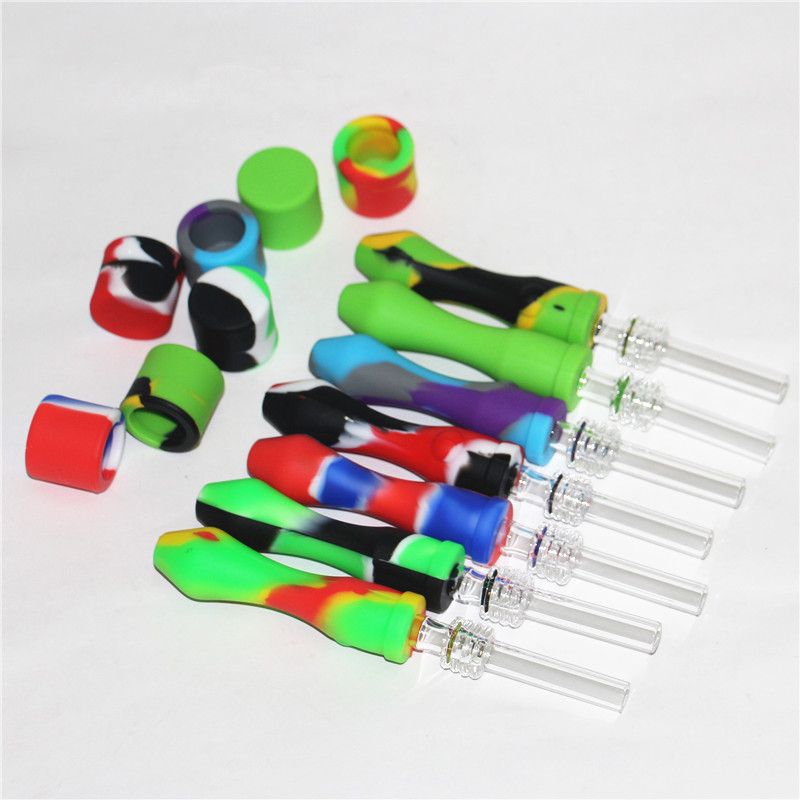 

smoking Silicon Nectar Collector Pipe Equipped with 10mm Titanium Tip Concentrate Dab Straw Silicone Oil Rigs DHL Free