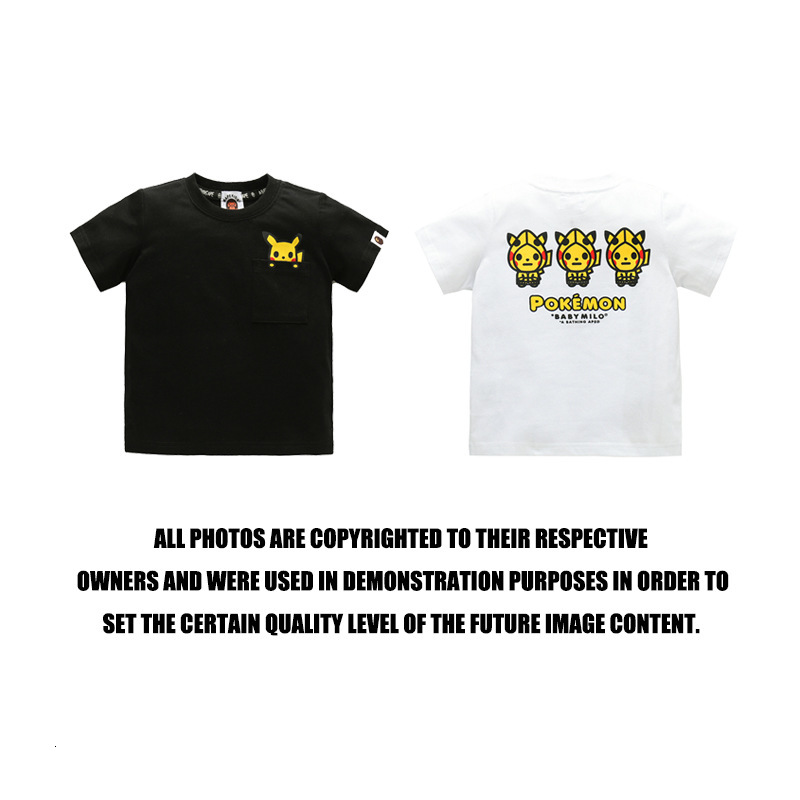 

t shirt children's fashion brand trend pocket cartoon, White