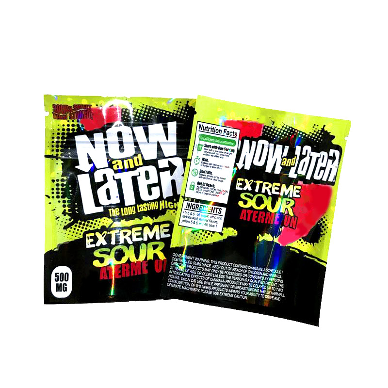 

NOW and LATER Bag 500mg Mylar Bags Empty Packaging Extreme Sour Pouch Package Storage Retail DHL Free
