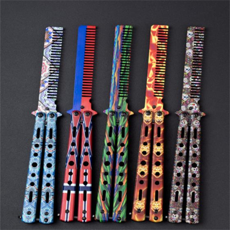 

Recommend Folding Knife CSGO Butterfly 3D Color Stainless Steel Swing Comb (Without Cutting Edge) Cool Exercise Tool 440C Blade 57-58HRC Handle