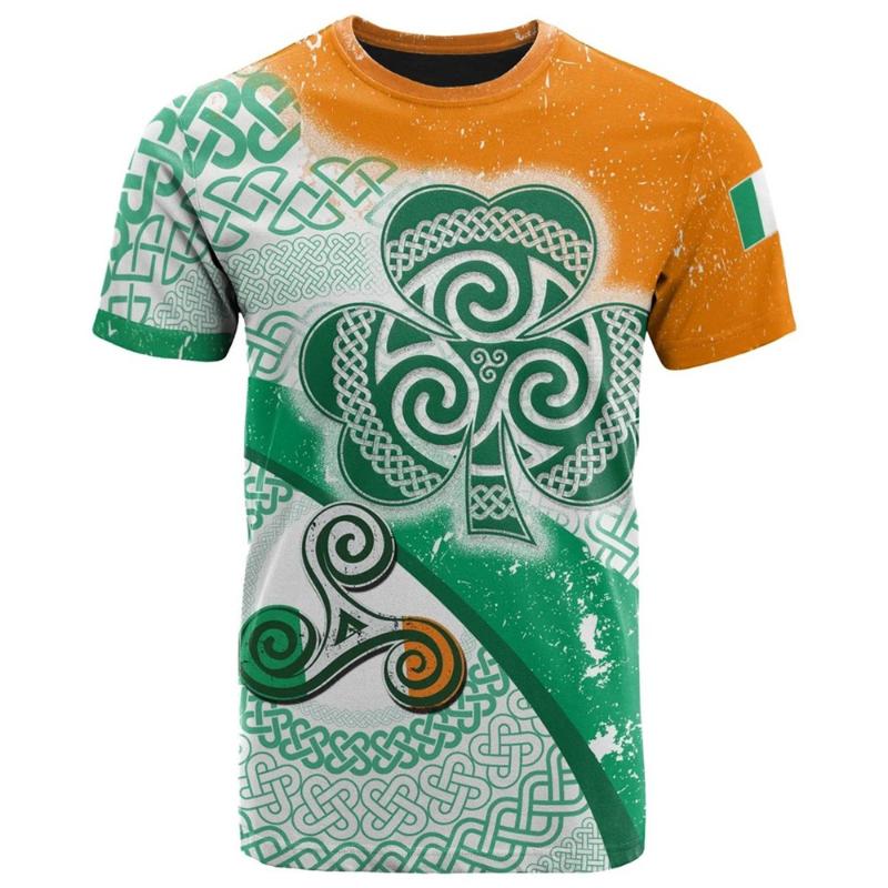 

Men's T-Shirts CLOOCL Ireland Shamrock With Patterns T-Shirt 3D Printed Fashion Men Women Casual Tees Short Sleeve Pullover Tops, White;black