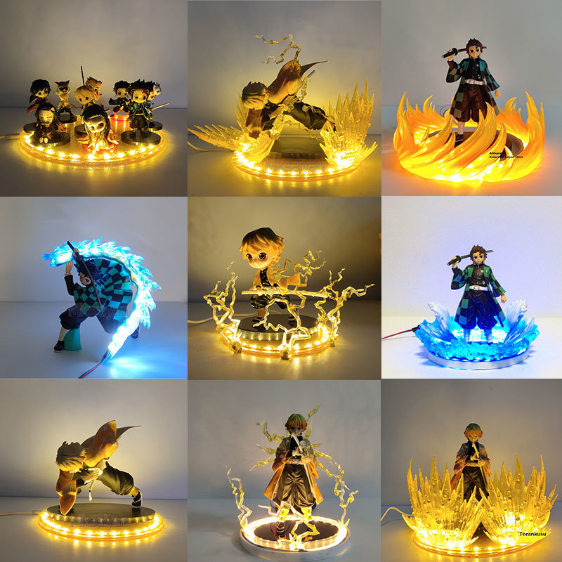 

Demon Slayer Figurine Nezuko Zenitsu Tanjirou Giyuu Inosuke Q Ver. Action Figures Toys with LED Effect Kimetsu no Yaiba PVC Toy C0220
