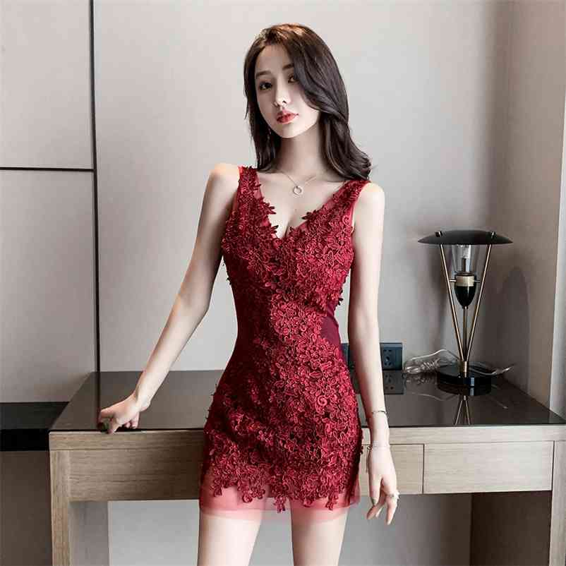 

Nightclub women' fashion low cut and tight allure Office Lady Polyester Sheath Zippers Knee-Length summer dress 210603, Burgundy