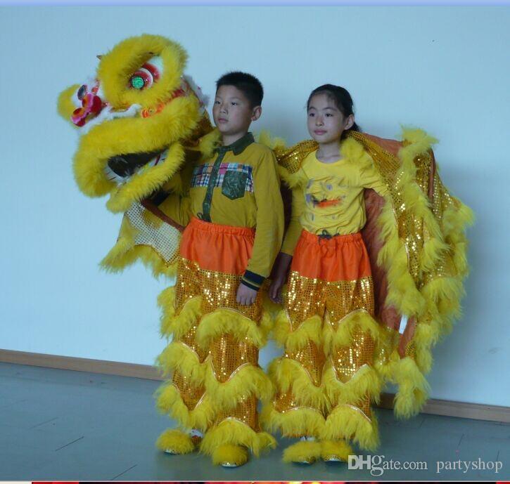 

Shop decor yellow kid Lion Dance mascot Costume Theater outdoor Christmas days Parade wool Southern theater music cinema chinese costume, Red;yellow