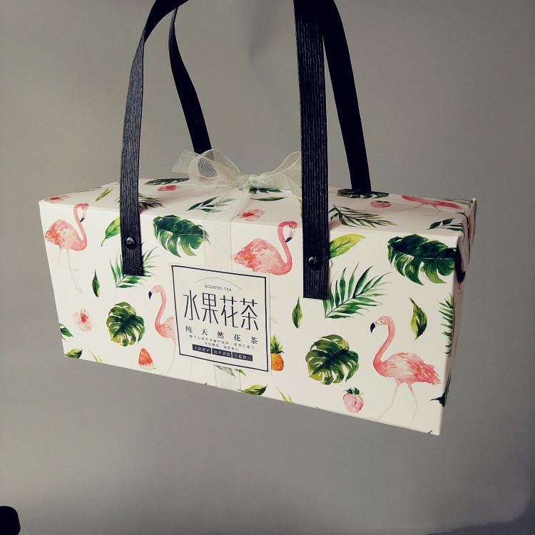 

Gift Wrap 10Piece White Boxes Cake Flamingo Paper Box Packaging Handle Chocolate Wedding Gifts Package Bags Nice Party Handbags