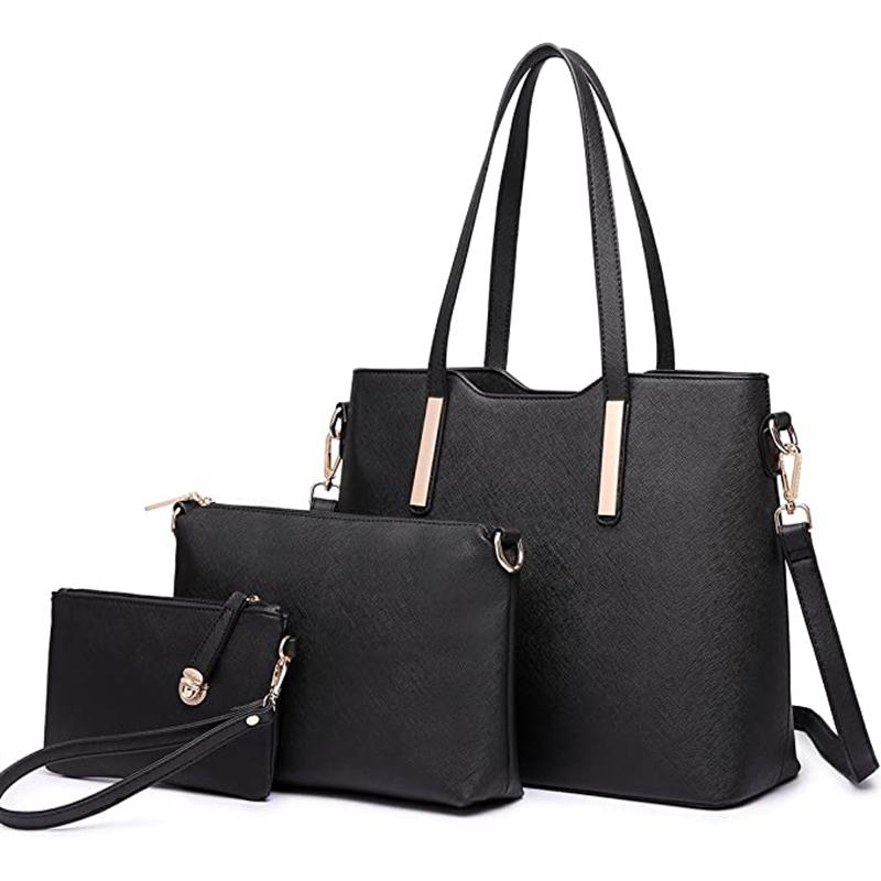 

Evening Bags Luxury Handbag Tote Women Hand Bag Set 3 Pcs Female Composite PU Leather Ladies Shoulder Purse, Beige
