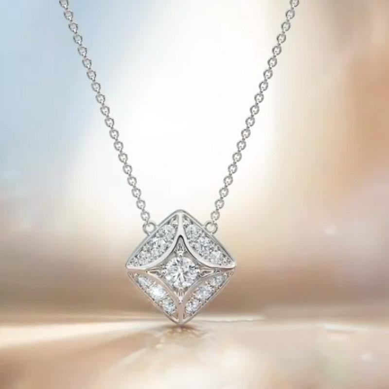 

Pendant Necklaces Huitan Simple Square Necklace For Women Silver Color O Chain White Cubic Zirconia Daily Wear Versatile Fashion Jewelry