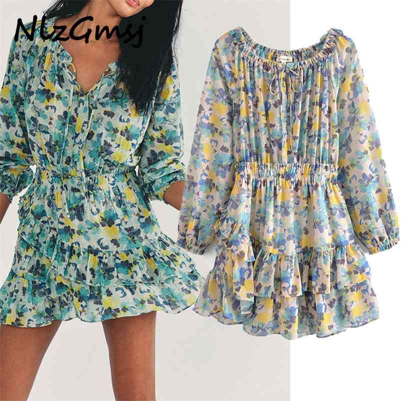 

Dress Woman summer dress long sleeves layered ruffle women asymmetrical ladies chic party 05 210628, As picture
