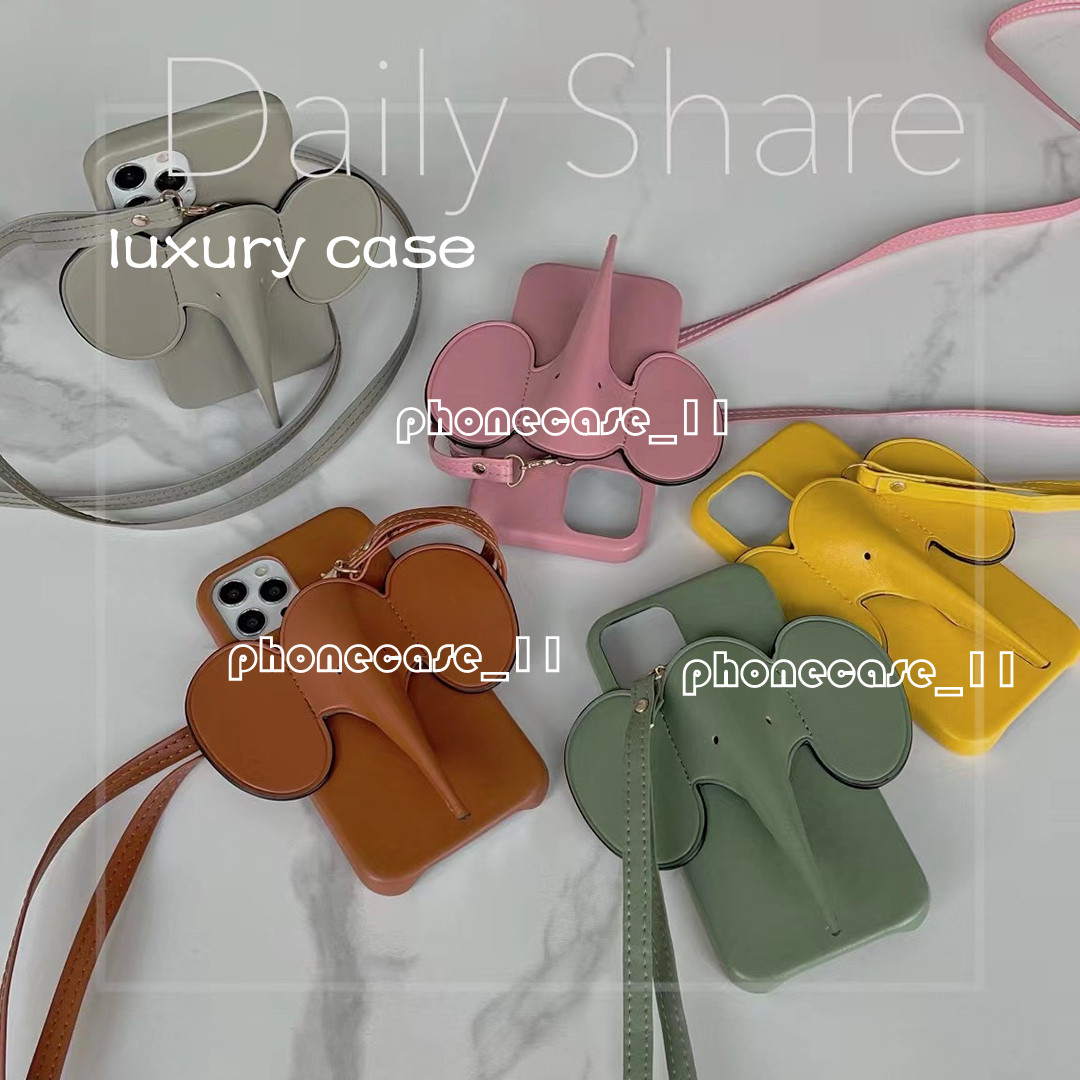 

Cute Elephant iPhone Cases 14 13 12 11 pro max Fashion Luxury Brand designer Crossbody phone case 14promax 13promax 12promax 14pro 13pro 12pro X Xs Xr with Logo Box, Yellow