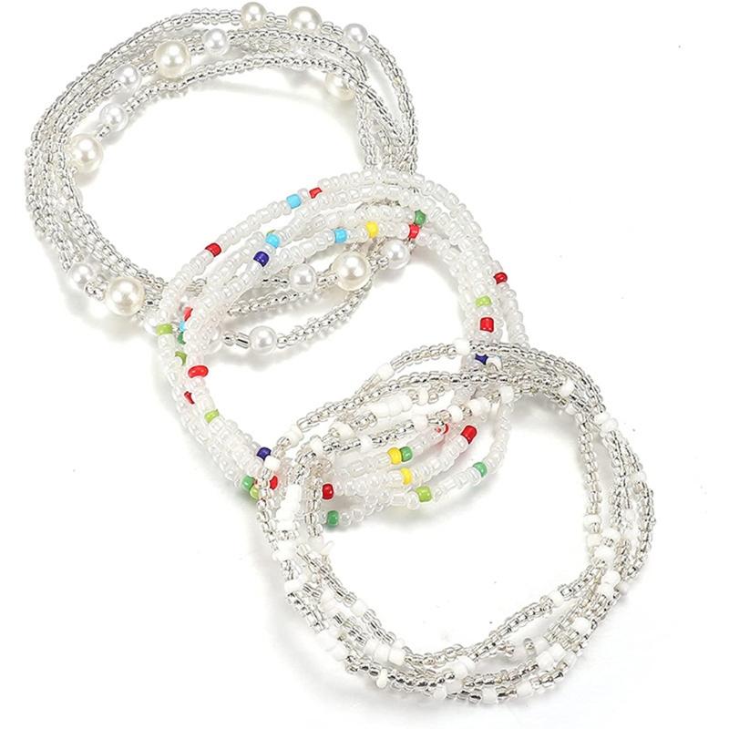 

Belts L5YC Bohemia Waist Beads Chain Crystal Clear/Colorful Belly Body Beach Jewelry Accessories For Women 3 Pack, Black;brown