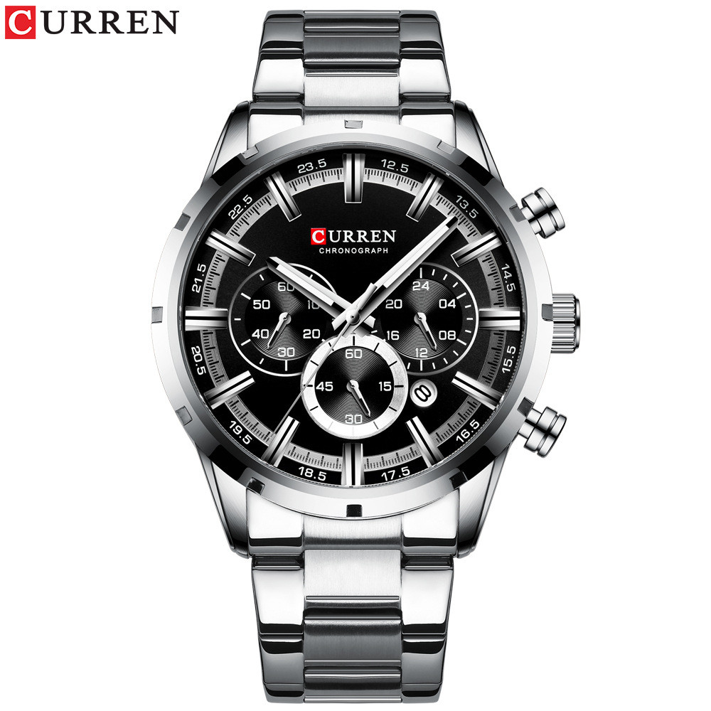 

Curren 8355 mens watch sport quartz chronograph wristwatches with luminous hands fashion stainless steel clock date, White box only