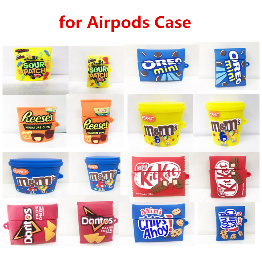 

Creative Snacks Cover Cases 3D Loveliness Chocolate Biscuit Bluetooth Earphone Silicone Case Accessories Cute for Apple AirPods 1 2 Pro