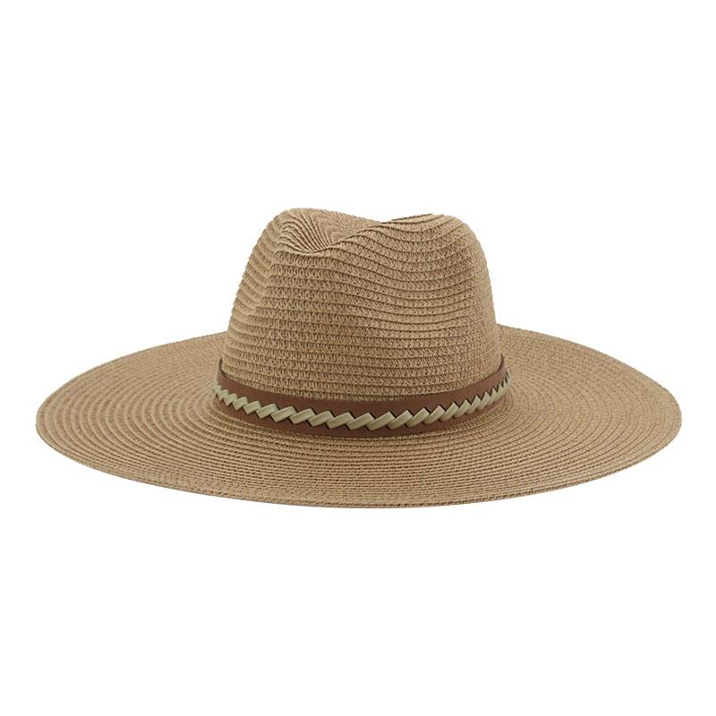 

Wide Brim Hats For Women Sun Hat Straw Summer Big 11cm Beach Outdoor Protection Solid Bane Belt Gorros, Khaki2