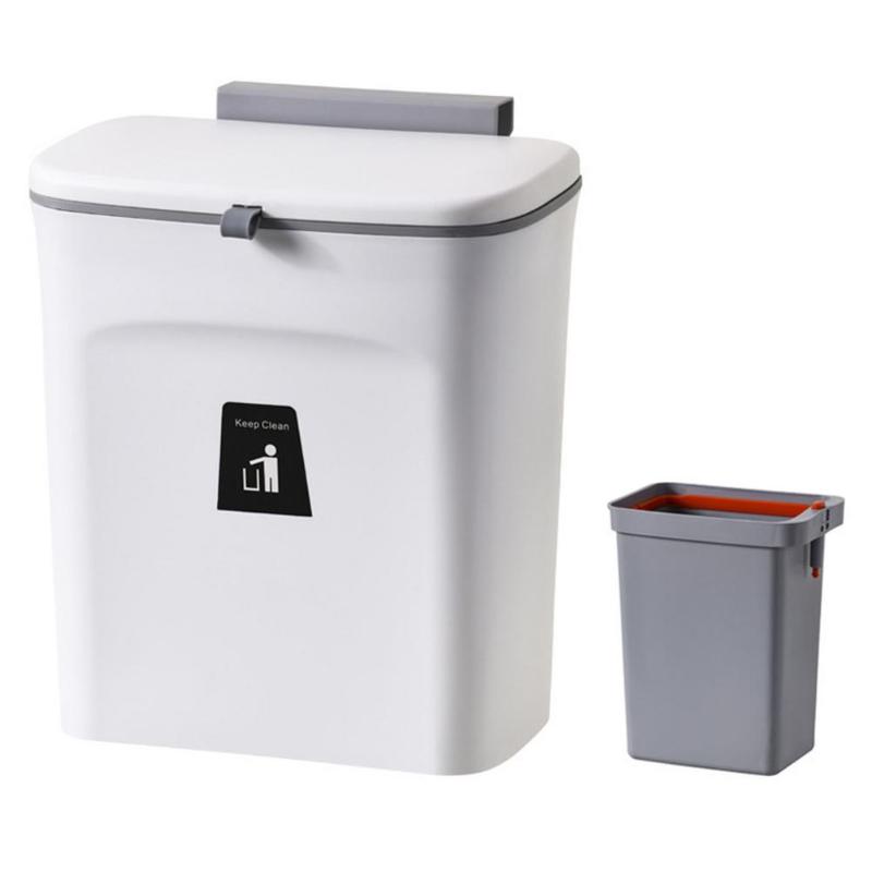 

Waste Bins Wall Mounted Trash Can Bin With Lid Kitchen Cabinet Door Hanging Garbage Car Recycle Dustbin