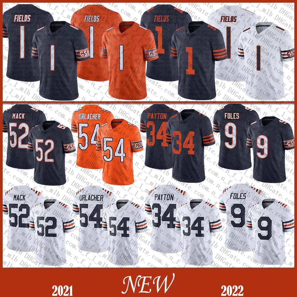 

1 Justin Fields 52 Khalil Mack Mens Football Jersey 34 Walter Payton 54 Brian Urlacher 9 Nick Foles High quality ChicagoBearStitched jerseys, Shown