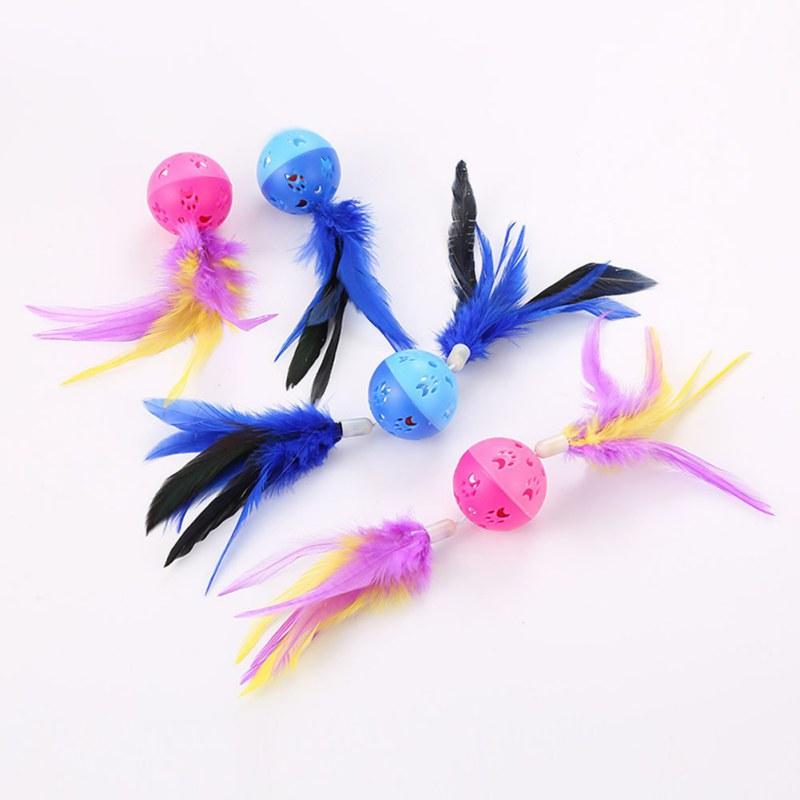 

Cat Toys Funny Durable Rattan Ball With Feather And Bell For Cats Dogs Playing Teasing Toy Accessories Drop