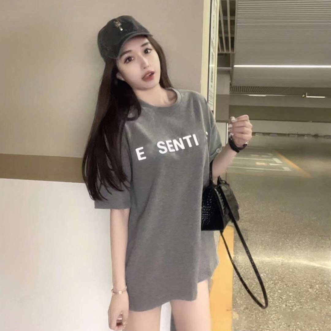 

Luxury design Es family spring summer stereo letter printing loose and comfortable cotton short sleeve round neck Pullover, Gray