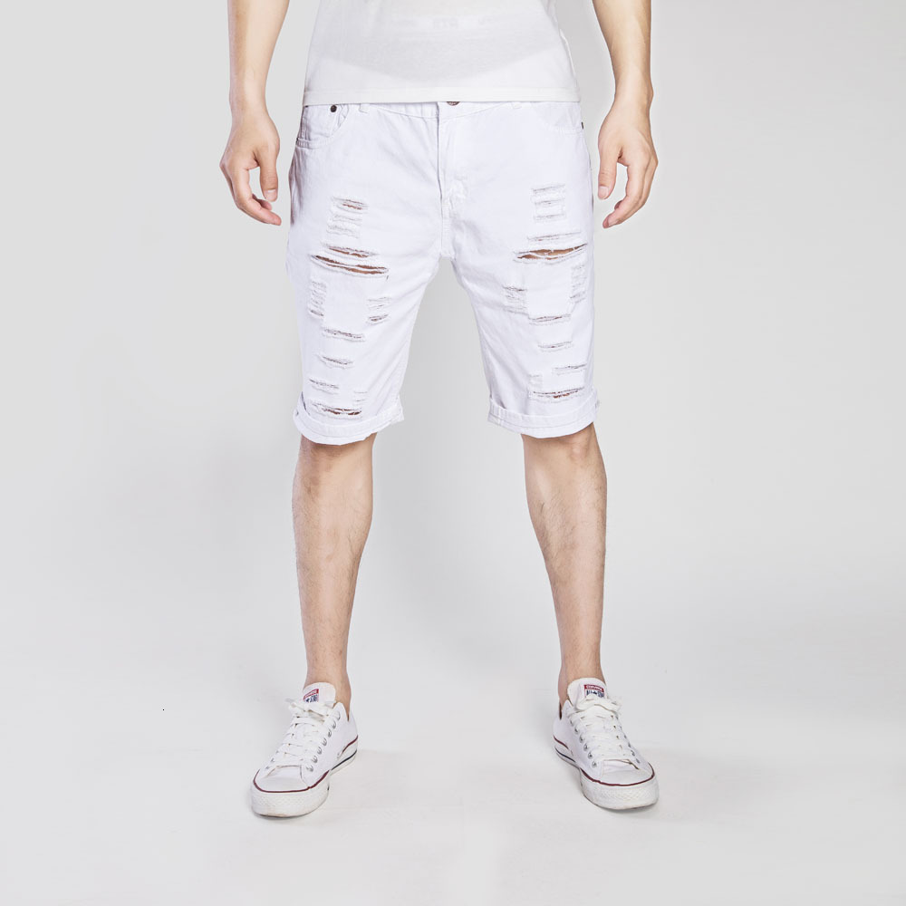 

2021 New Fashion Men's Streetwear Ripped Holes Harajuku Jogger Shorts Summer Men Cat Whisker Denim Short Ckhf, Orange