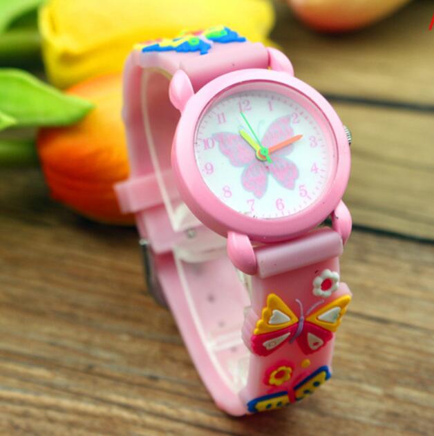 

Wristwatch 3D Cartoon Butterfly Flower Kid Watch Silicone Straps Children's Watches Candy Rubby Quartz Wristwatches Baby Girls Cute Clock, Leave a message about color