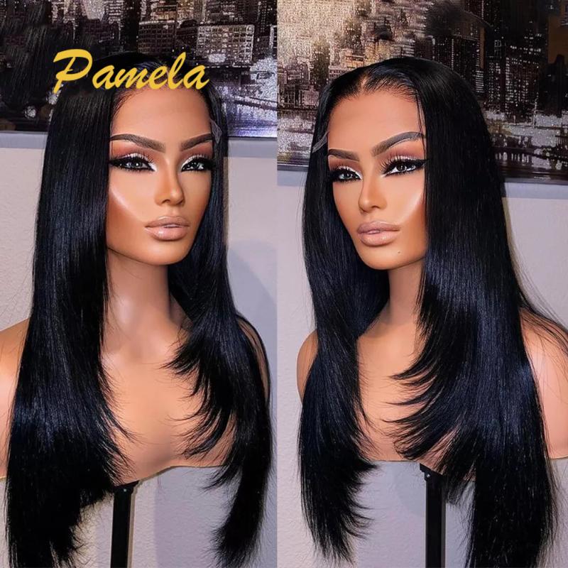 

Lace Wigs 13x4 HD Taransparent Frontal Wig 30inch Glueless Full Front Bone Straight Human Hair Long Natural, 4x4 hd lace wig