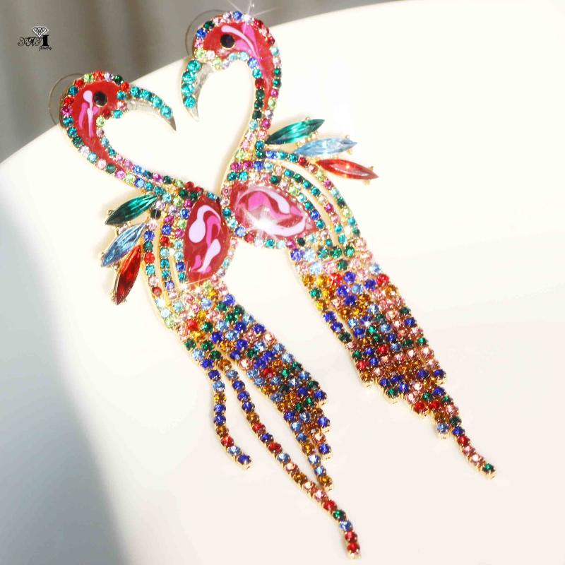 

Dangle & Chandelier YaYi Jewelry Fashion Multi Glass Rhinestone Crystal Girls Lady Women's Long Ear Studs Hoop Gem Flamingos Earrings