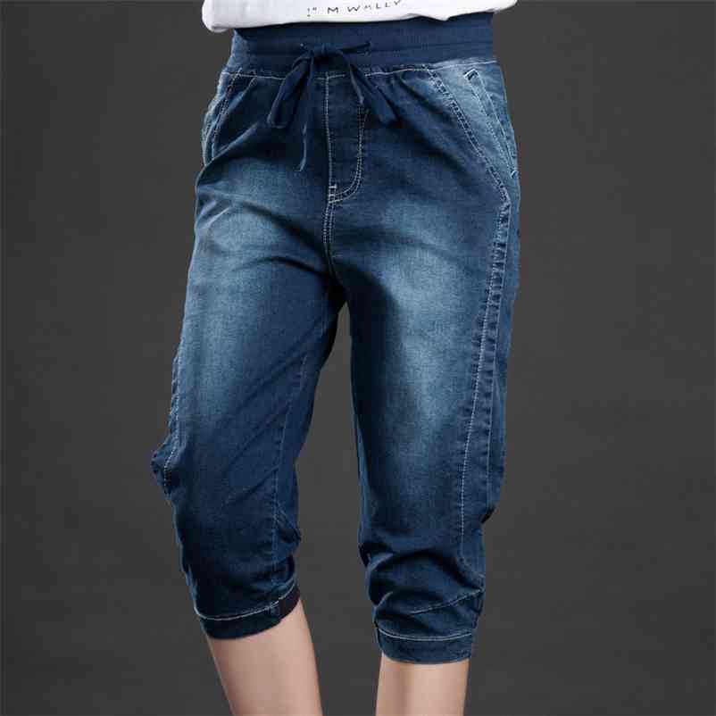 

High Waist Jeans Woman Stretch Summer Denim Pants Trousers Plus Size 5XL For Women Short Harem Female C4553 210629, 1069 dark blue