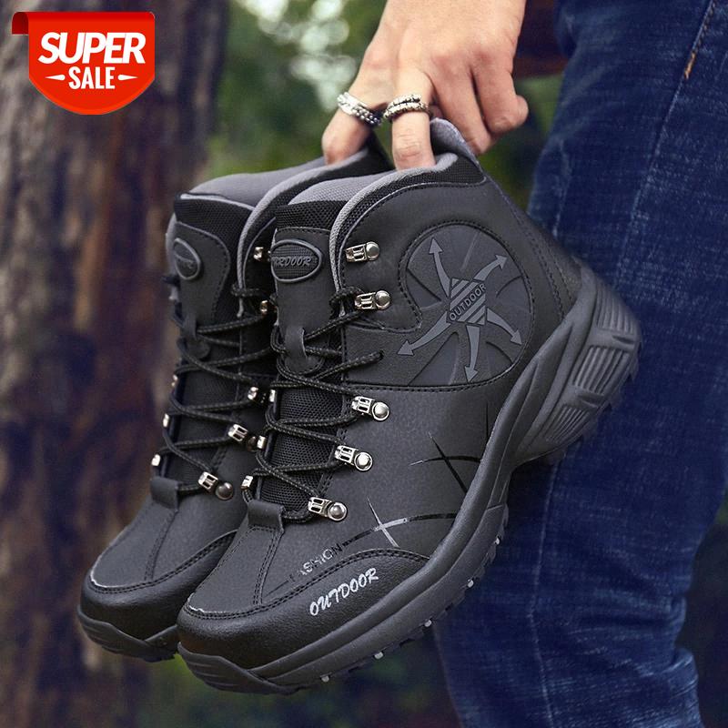 

Male Trekking Shoes Round Toe Male Waterproof Hiking Climbing Lace-Up Shoes Man Soild Sports Winter Casual Climbing Boots #3e8m