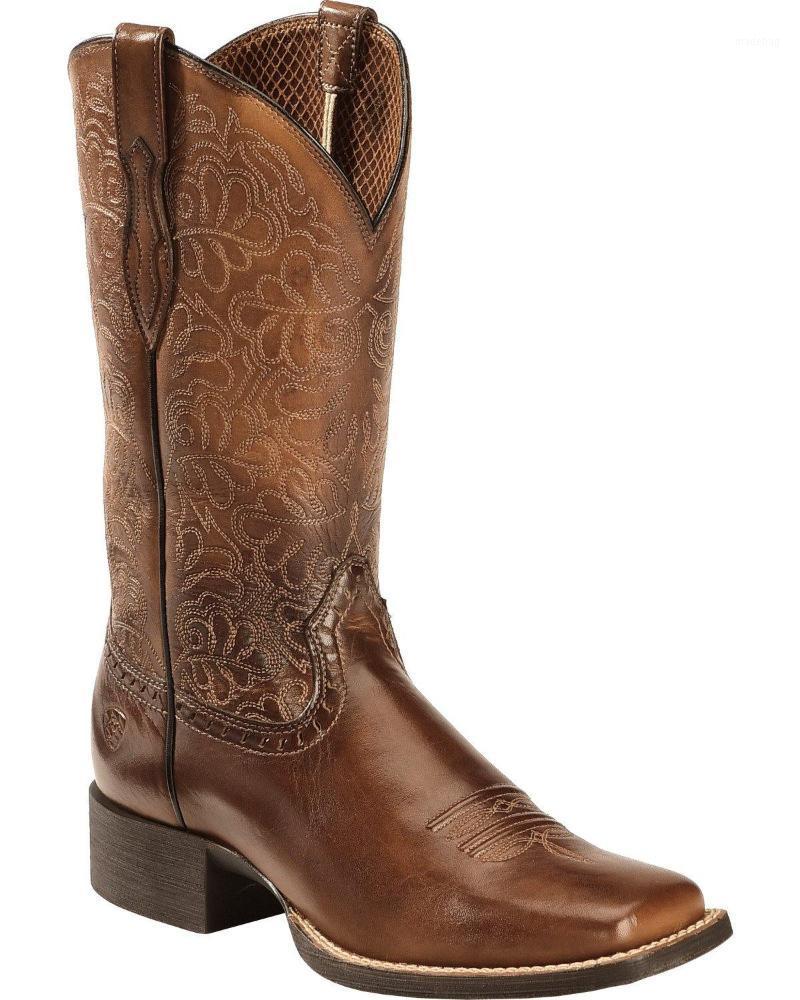

Boots WOMEN'S RICH BROWN ROUND UP REMUDA COWGIRL - SQUARE TOE, Blown