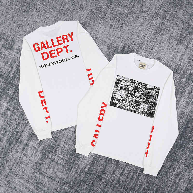 

Gary dept bottomed long sleeve 210g hair removal combed cotton men' and women' high street T-shirt wholesale md, White