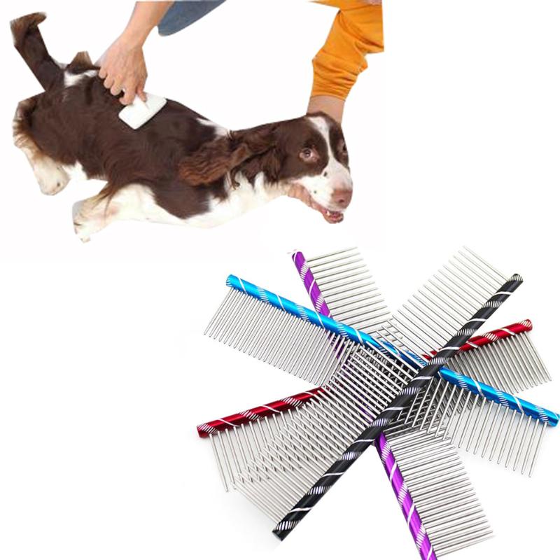

Undefined New Trimmer Grooming Comb Brush Stainless Steel Pet Dog Cat Pin Comb Hair Shedding Grooming Flea dog, White
