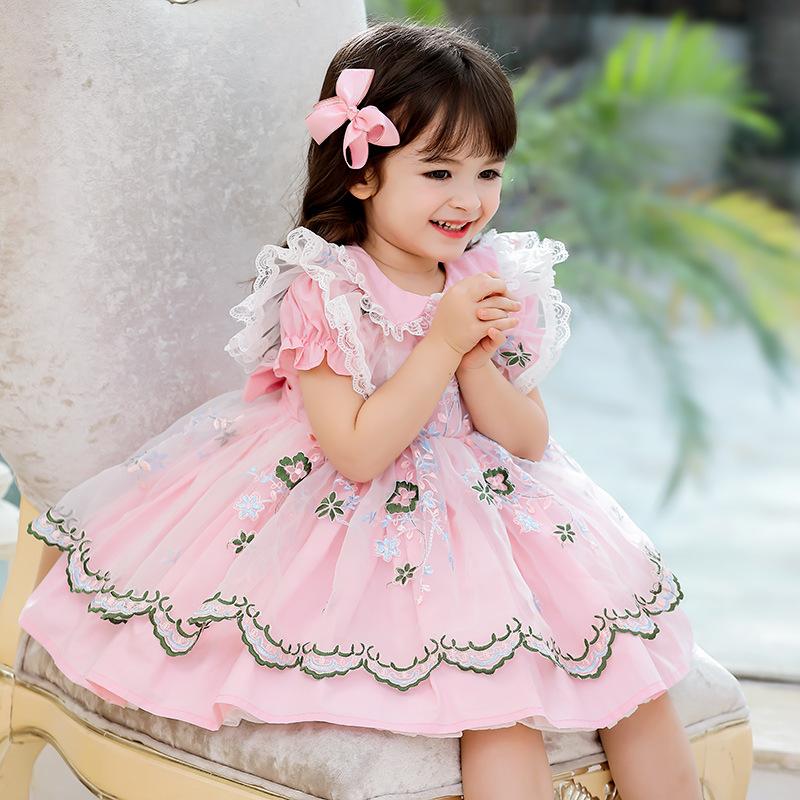 

Girl's Dresses Baby Girl Spanish Royal For Toddler Boutique Clothes Children Spain Dress Infant Birthday Baptism Lolita Ball Gown, 3-pink