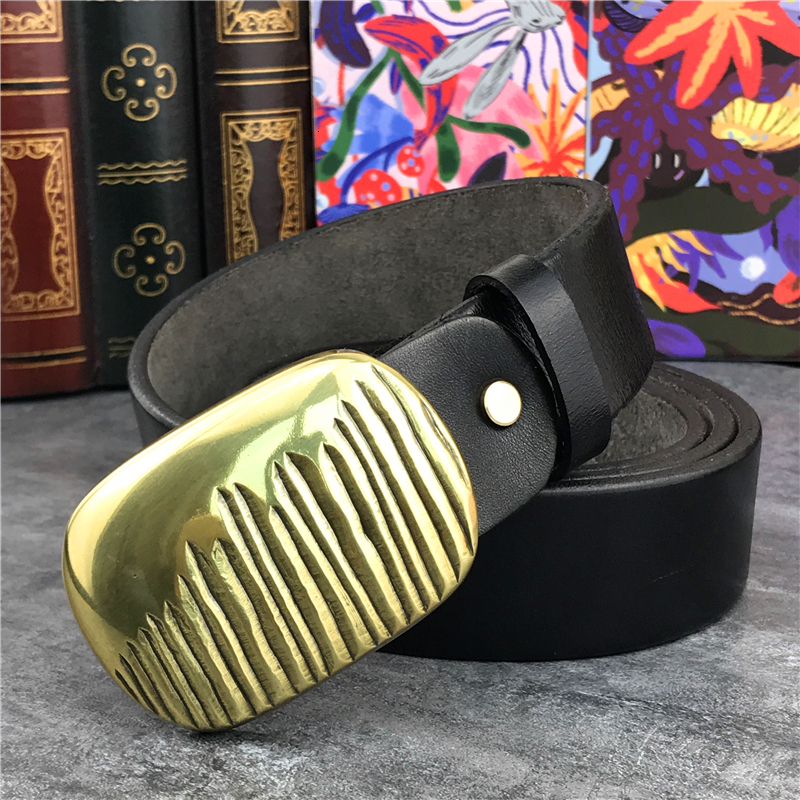 

2021 New Gold Metal Buckle Super Thick Belts Ceinture Homme Men Belt Leather Genuine Male Strap Wide Mbt0036 0zfq, Black