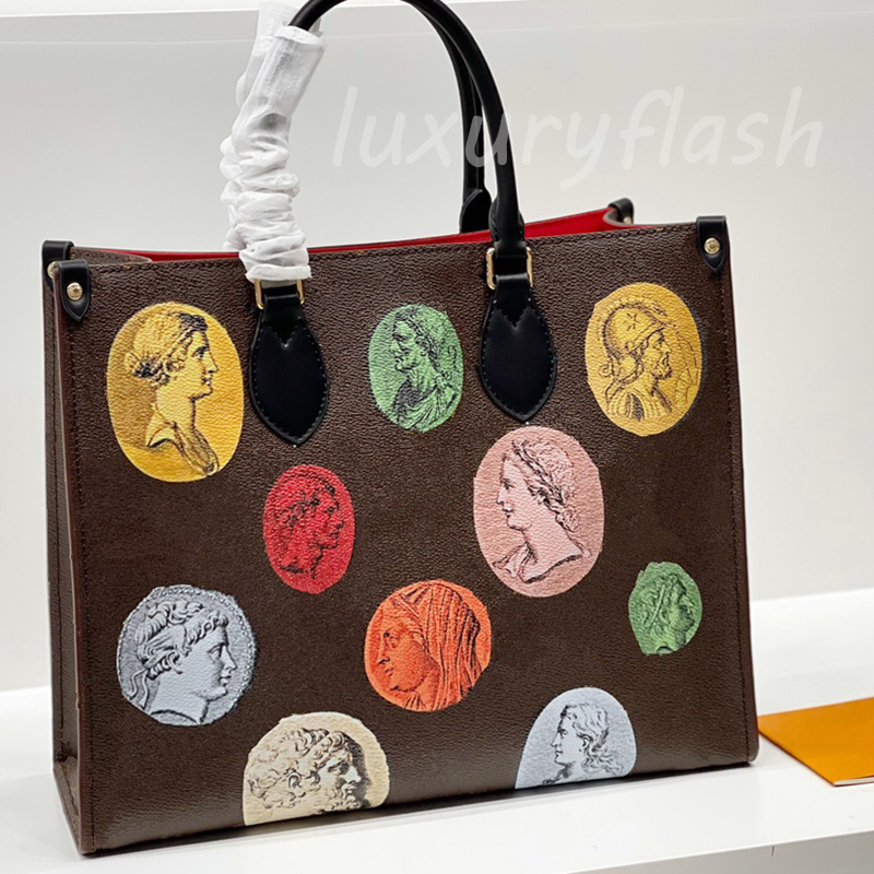 

2021 Latest Arrival OnTheGo Tote Printed Canvas Women Designer Shopping Bags Mommy Purses Large Capacity Avatar Shoulder Handbags, With dust bag