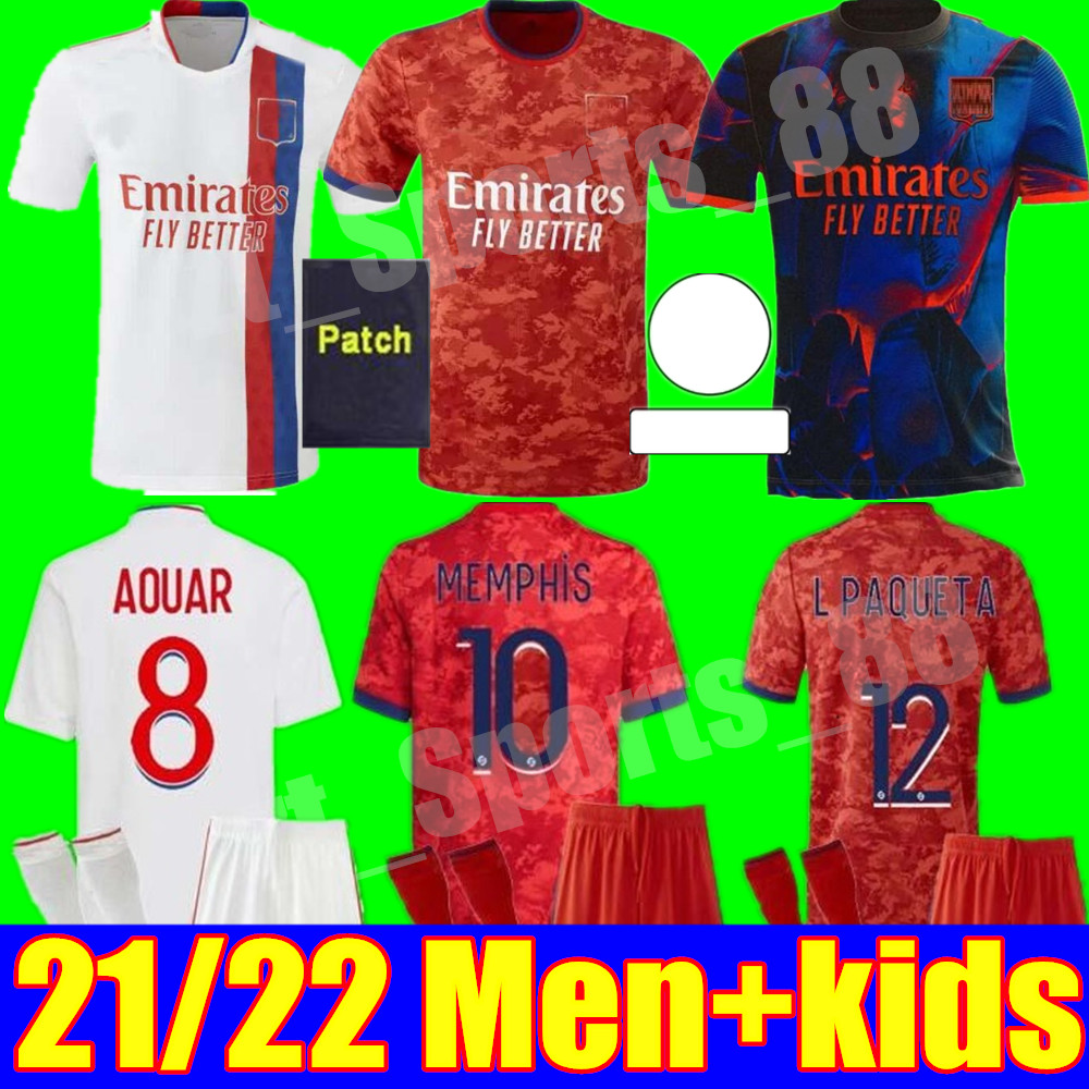 

21 22 Maillot de foot Olympique Lyonnais lyon soccer jerseys 2021 2022 football shirt TRAORE MEMPHIS men Kids kit shirts, Adult home+league patch