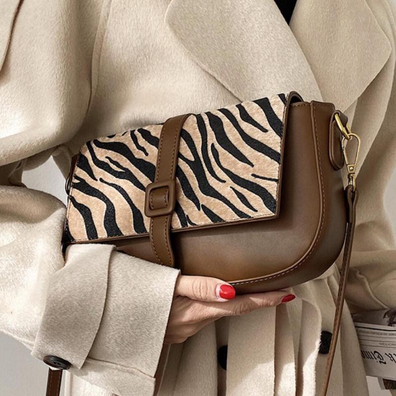 

Sexy Leopard Square Crossbody bag 2021 Fashion New Quality PU Leather Women's Designer Handbag Vintage Shoulder Messenger Bag, Zebra pattern black