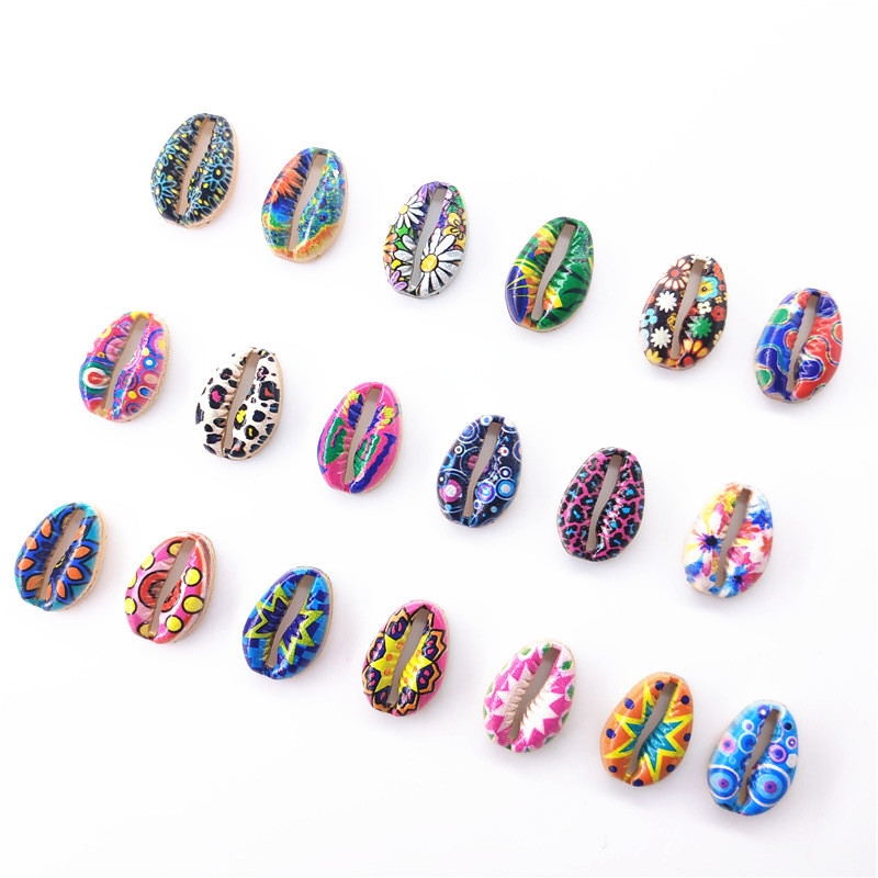 

Wholesale Handiwork UV Printing Rainbow Color Shell Charm for DIY Jewelry 50pcs/Bag Mixed Colors