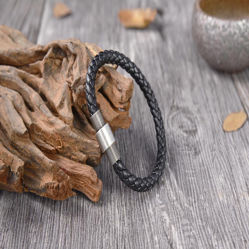 

Charm Bracelets Retro Stainless Steel Electroplated Bronze Braided Genuine Leather Bracelet For Men's Gifts Classic Simple Style, Golden;silver