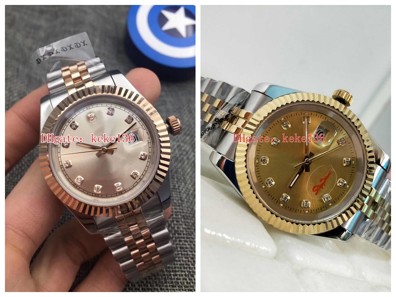 

Excellent High quality Wristwatches 126334 41mm Stainless Rose Gold Yellow Diamond Dial Two tones 2813 Movement Mechanical Automatic Mens Watch Watches