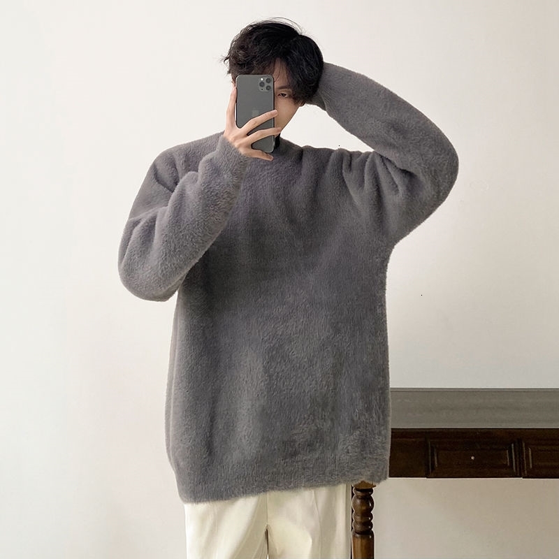 

2021 New Winter Plush Sweater Men's Warmth Fashion Casual Retro Knitted Pullover Men Wild Clothes Mens Sweaters M-2xl 7vn1, Orange