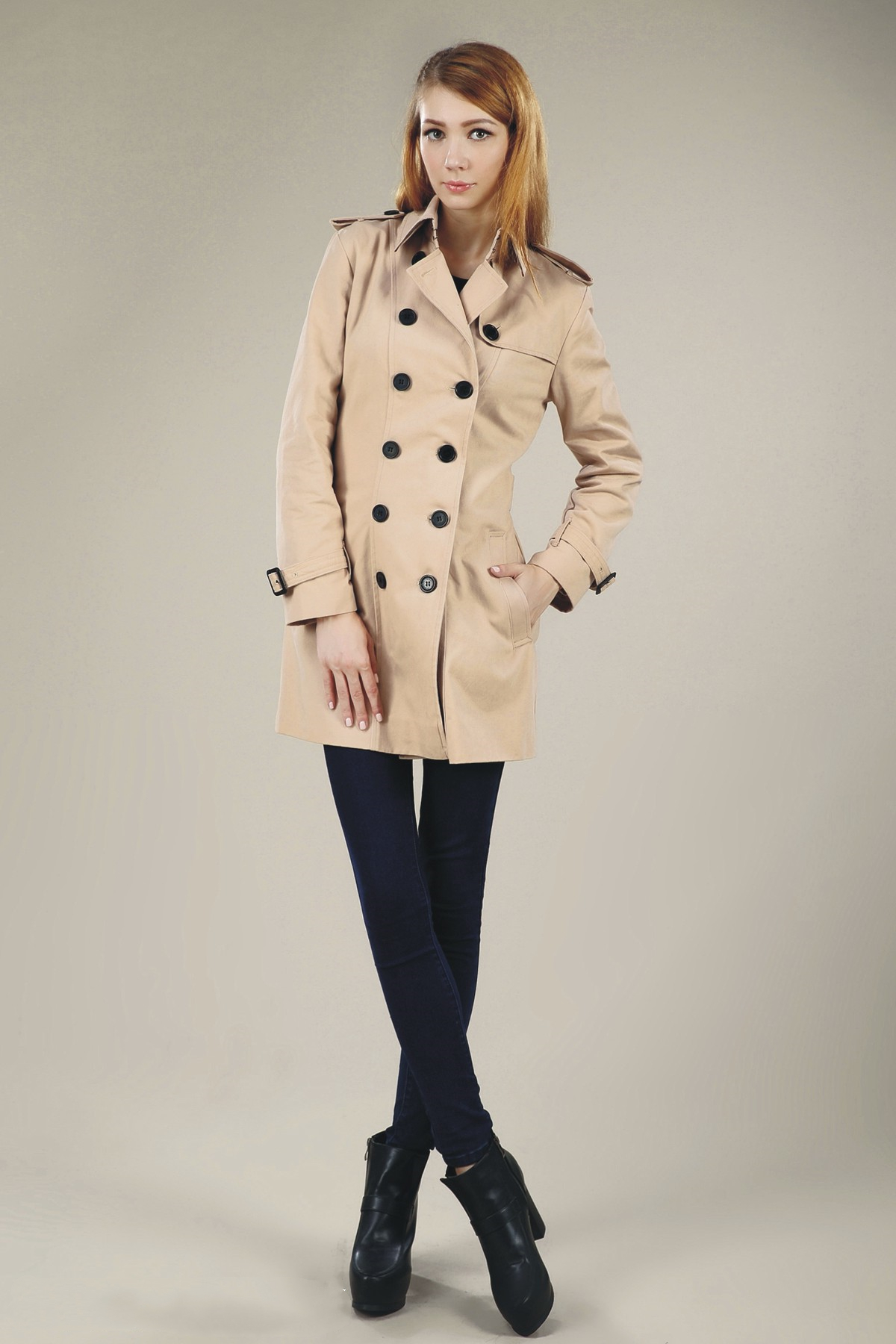 

Claccis women fashion england middle long trench coat/high quality double breasted trench for Pretty lady -xxl, Black